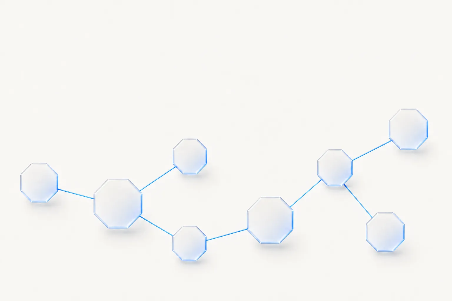 A connected system of glass octagon nodes — the machine